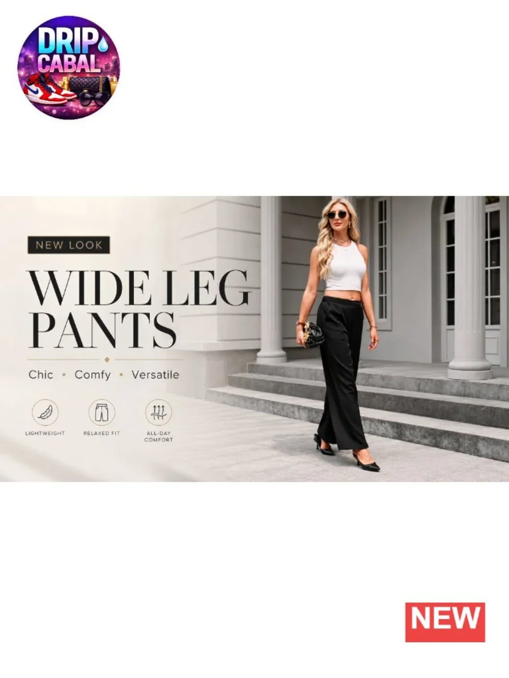 Wide Leg Dress Pants High Waisted Pull On Work Trousers Business Casual Palazzo